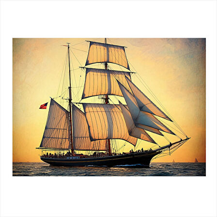 Tarihi Yelkenli Gemi Tasarım Mdf Tablo 35cm X50cm