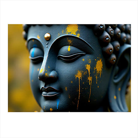 Mavi Buda Figürü Dekoratif ahşap Tablo 25cmX 35cm