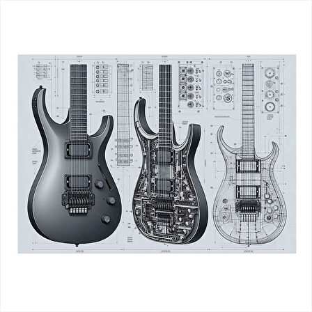 Elektro Gitar Çizimi Art Mdf Tablo 25cmX 35cm