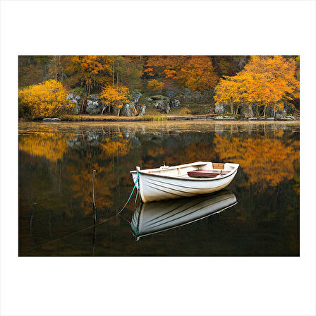 Göl Ve Kayık Manzarası Art Mdf Poster 35cm X50cm