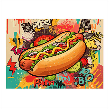 Çizgi Roman Sosisli Tasarımı Desenli Mdf Tablo 35cm X50cm