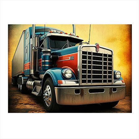 Kırmızı Uzun Yol Tırı Model Mdf tablo 35cm X50cm