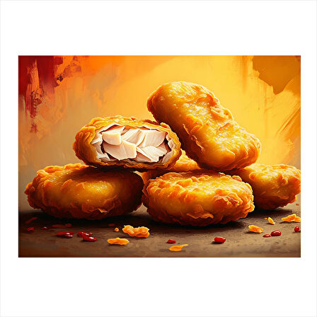 Kızarmış Nugget Tabak Hediyelik Ahşap Tablo 35cm X50cm