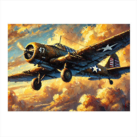 Tarihi Savaş Uçağı Uçuşu Hediyelik Mdf Tablo 35cm X50cm