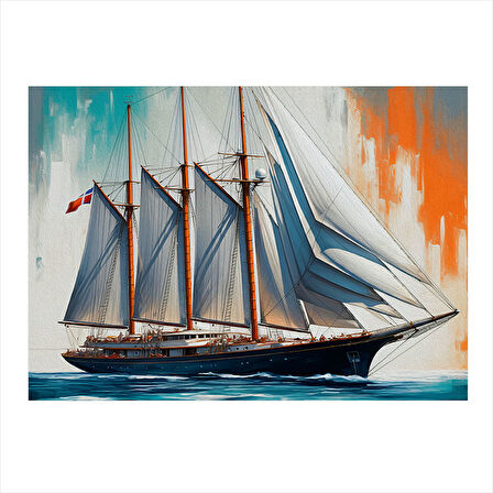 Ahşap Yelkenli Gemi Çizimi Dekoratif Mdf Tablo 35cm X50cm