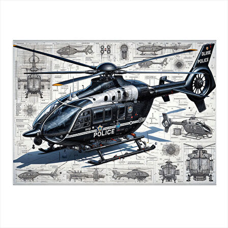 Teknik Helikopter Tasarımı Art Mdf Tablo 35cm X50cm