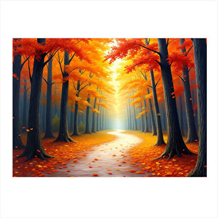 Sonbahar Orman Yolu Desenli Mdf Tablo 35cm X50cm
