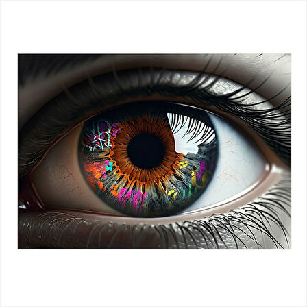 Renkli Göz İllüstrasyonu Dekoratif ahşap Tablo 25cmX 35cm