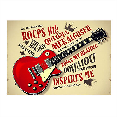 Retro Gitar Posteri Art Mdf Tablo 25cmX 35cm