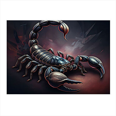 Karanlık Akrep İllüstrasyonu Hediyelik Ahşap Tablo 35cm X50cm