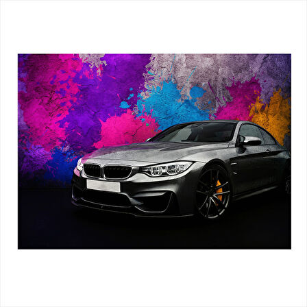 Renkli Spor Araba Grafiti Modern Mdf Tablo 25cmX 35cm