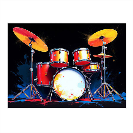 Bateri  Davul Seti Tasarımı Modern Ahşap Tablo 25cmX 35cm