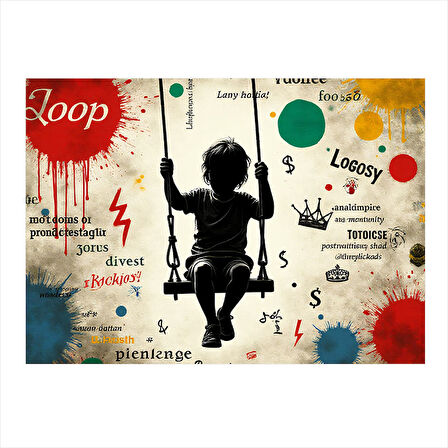 Çocuk Figürlü Sanat İllüstrasyonu Mdf Tablo 25cmX 35cm