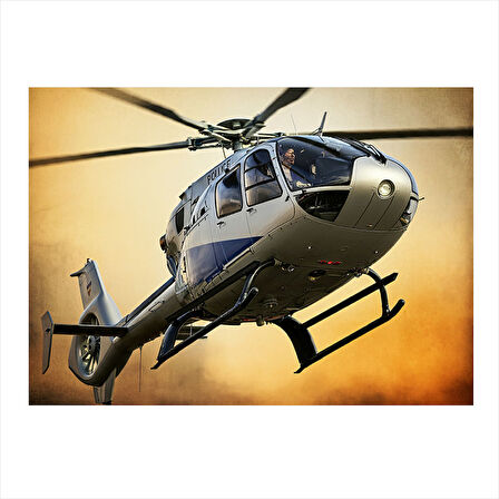 Beyaz Kurtarma Helikopteri Model Mdf tablo 25cmX 35cm