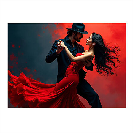 Kırmızı Elbiseli Dans Sahnesi Modern Ahşap Tablo 25cmX 35cm