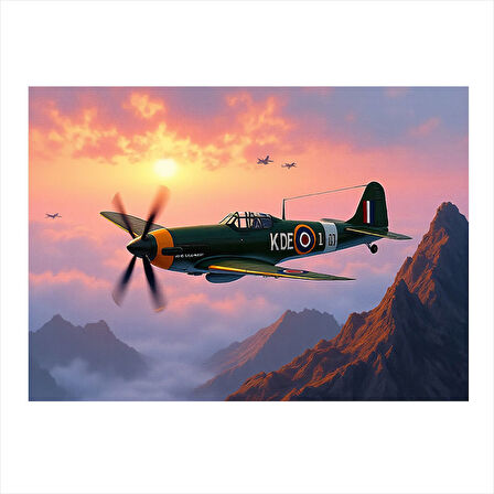 Uçan Pervaneli Savaş Uçağı Art Mdf Poster 25cmX 35cm