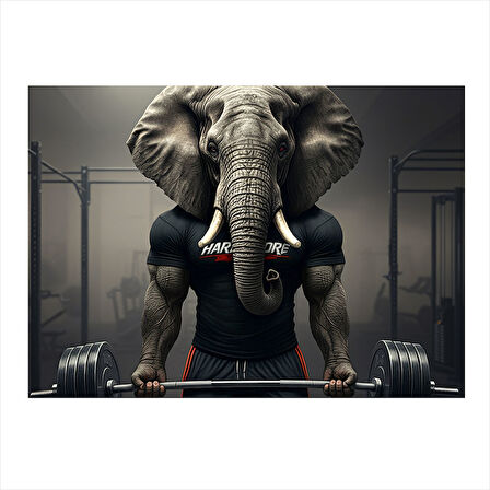 Halter Kaldıran Fil Figürü Tasarım Mdf Tablo 50cmX 70cm
