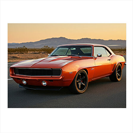 Kırmızı Klasik Spor Araba Desenli Mdf Tablo 35cm X50cm