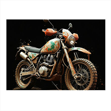 Vintage Motosiklet Tasarımı Modern Ahşap Tablo 25cmX 35cm