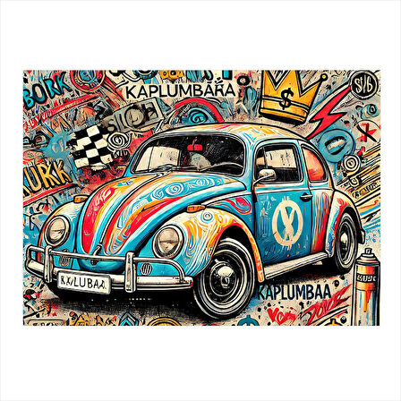 Grafitili Vosvos Araba Mdf Tablo 35cm X50cm