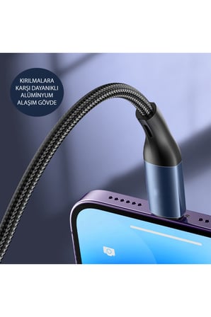 Lightning to 3.5mm Aux Ses Kablosu Hi-Fi Ses Kalitesi Kırılmaz Hasır Örgü Alüminyum Gövde 1 Metre