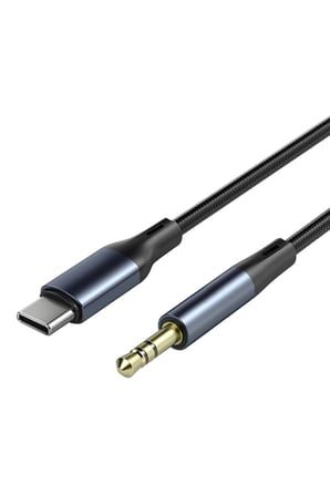 Type-C to 3.5mm Aux Ses Kablosu Hi-Fi Ses Kalitesi Kırılmaz Hasır Örgü Alüminyum Gövde 1 Metre