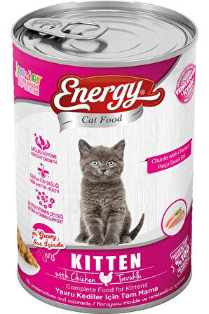 Energy Tavuklu Yavru Yaş Konserve Kedi Maması 400 Gram - 12 Adet