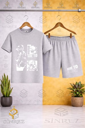 Çocuk Unisex DARETO STRAT BEYAZ Baskılı Bisiklet Yaka Tişört - Şort Takım