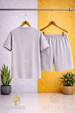 Çocuk Unisex KIZ KURDALE TAM YUZ Baskılı Bisiklet Yaka Tişört - Şort Takım
