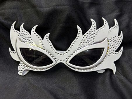 Taşlı Göz Kamaştıran Gecenin Yıldızı Beyaz Parti Alev Gözlük