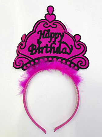 Happy Birthday Yazılı Neon Renk Taç 12 Adet