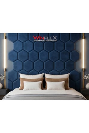 WİNFLEX  40x50Cm Altıgen Kumaş Kaplı Akustik Panel(1 ADET) MAVİ