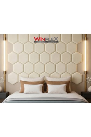 WİNFLEX  40x50Cm Altıgen Kumaş Kaplı Akustik Panel(1 ADET) KREM