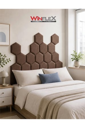 WİNFLEX  40x50Cm Altıgen Kumaş Kaplı Akustik Panel(1 ADET) KAHVERENGİ