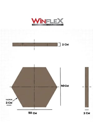 WİNFLEX  40x50Cm Altıgen Kumaş Kaplı Akustik Panel(1 ADET) SOMON