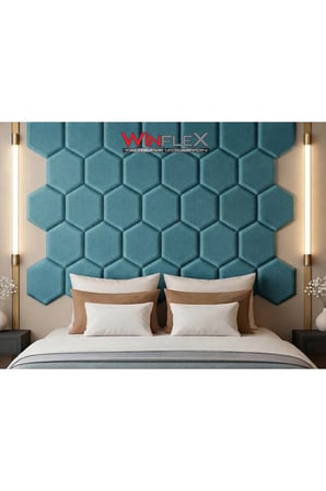 WİNFLEX  40x50Cm Altıgen Kumaş Kaplı Akustik Panel(1 ADET) TURKUAZ