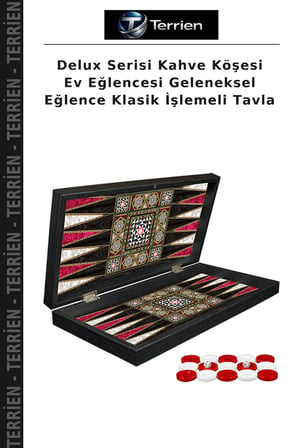 Delux Serisi Kahve Köşesi Ev Eğlencesi Geleneksel Eğlence Klasik İşlemeli Tavla