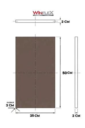 WİNFLEX  (25x50Cm) Dikdörtgen Kumaş Kaplı Akustik Panel-(1 ADET) ANTRASİT