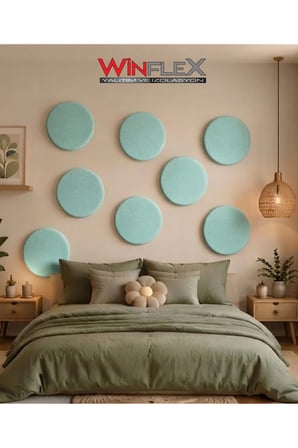 WİNFLEX 50x50 cm Daire Kumaş Kaplı Akustik Panel(1 ADET) SU YEŞİL