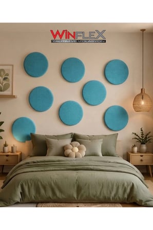 WİNFLEX 50x50 cm Daire Kumaş Kaplı Akustik Panel(1 ADET) TURKUAZ