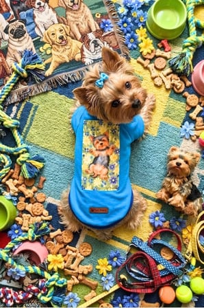 Köpek Tişörtü, Pamuklu Penye Kumaş, Küçük ve Orta Irklar İçin İdeal Yorkshire Baskılı Köpek Tişörtü