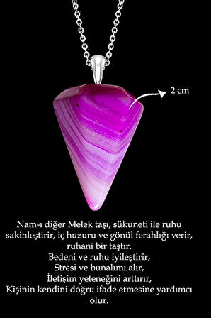 Sertifikalı Damarlı Pembe Akik Taşı Pandül Kolye