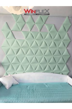 WİNFLEX Üçgen Kumaş Kaplı Akustik Panel (40x50 cm - 1 Adet) SU YEŞİL