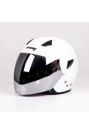 Kask Sw-733 Yarım Aynalı Camlı Beyaz