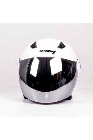 Kask Sw-733 Yarım Aynalı Camlı Beyaz