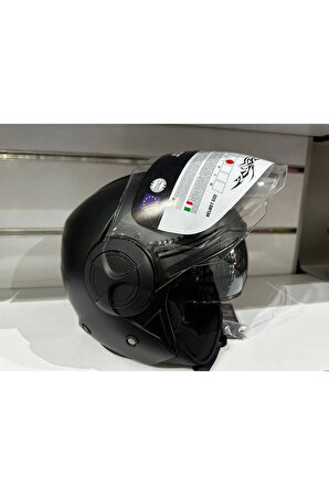 KASK SWAY SW-737 MAT BLACK ÇENESİZ GÜNEŞ GÖZLÜKLÜ