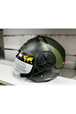 KASK SWAY SW-737 ARMY MAT YEŞİL/SİYAH ÇENESİZ GÜNEŞ GÖZLÜKLÜ