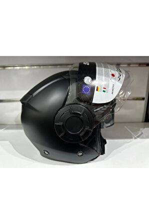 KASK SWAY SW-766 MAT SİYAH ÇENESİZ GÜNEŞ GÖZLÜKLÜ