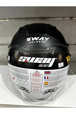 KASK SWAY SW-766 MAT SİYAH ÇENESİZ GÜNEŞ GÖZLÜKLÜ
