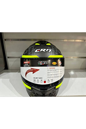 KASK CRN FS-867 MAT GREY/BLACK/YELLOW GÜNEŞ VİZÖRLÜ